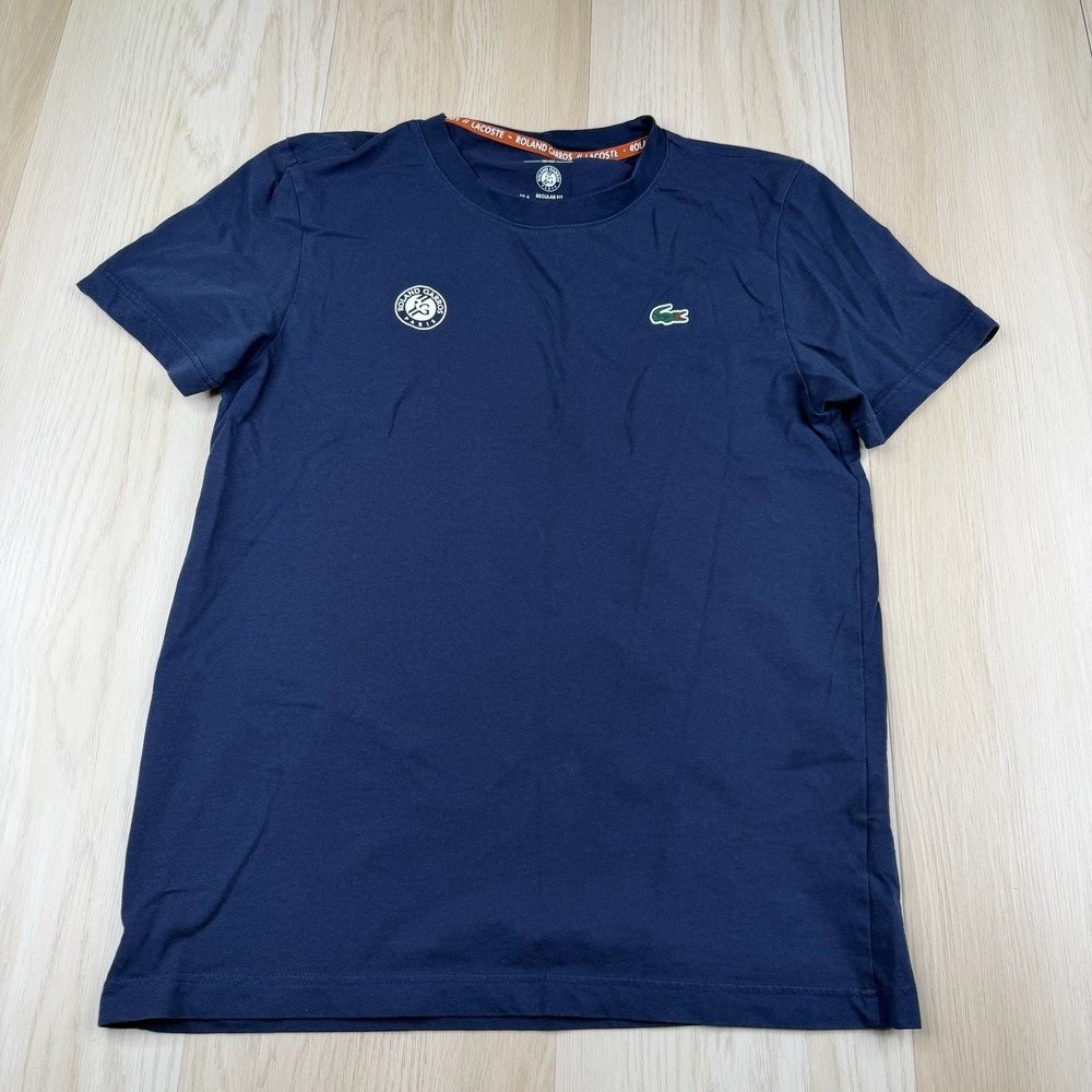 Roland Garros x Lacoste Ultra Dry Short Sleeve Crewneck T-Shirt Blue Mens 4 US M